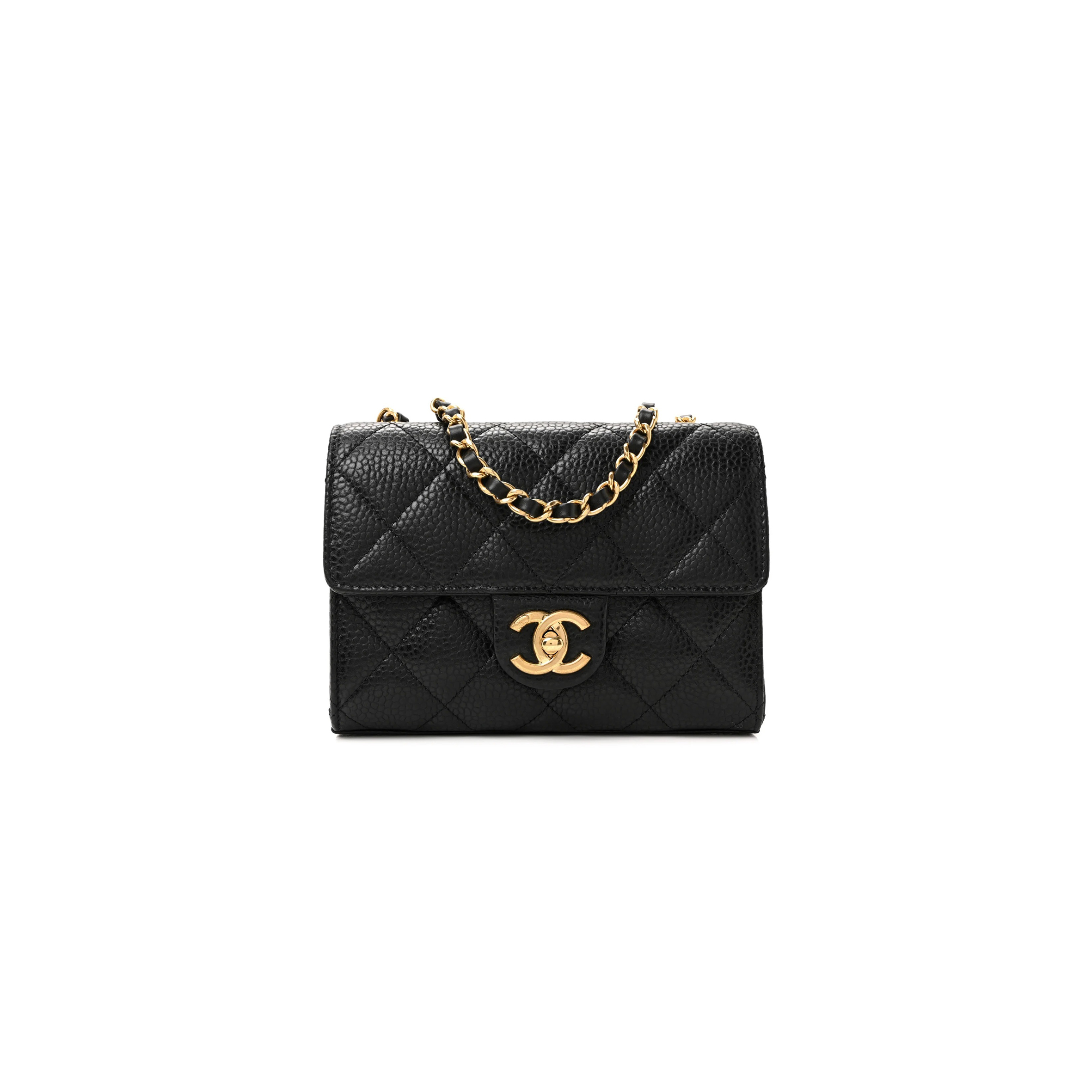 CHANEL GRAINED CALFSKIN QUILTED CRUISE MINI FLAP BLACK (19*13*7cm)